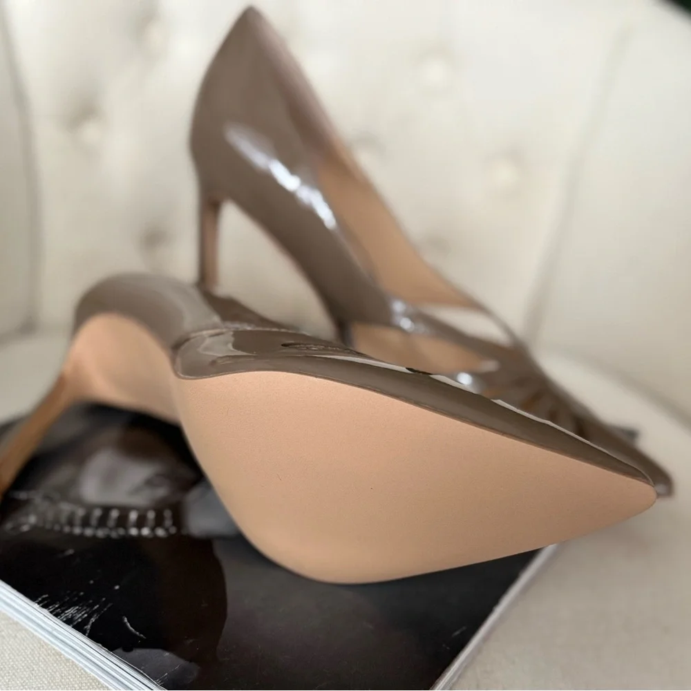 Elegant Tan / olive laser cut Women's Heels - Picture 4 of 14